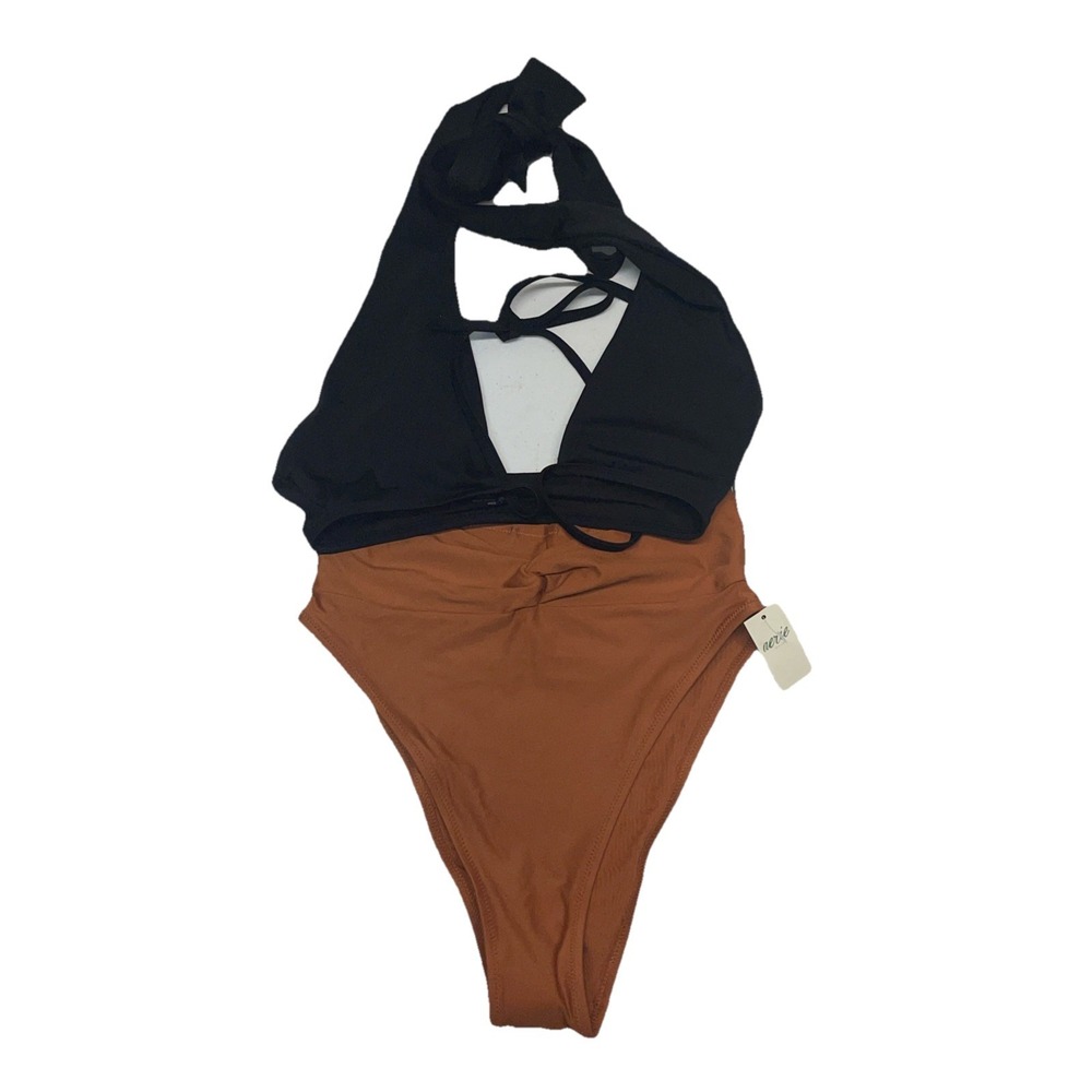 Aerie Women's Small Black And Brown Top Cheeky Bottom‎ 2p Bathing Suit.
